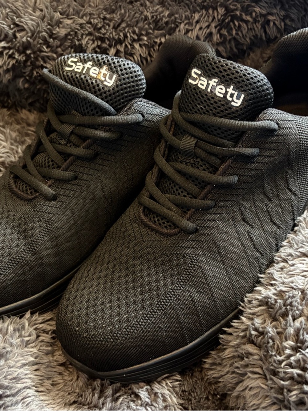 Safety Black Knit Athletic Sneakers